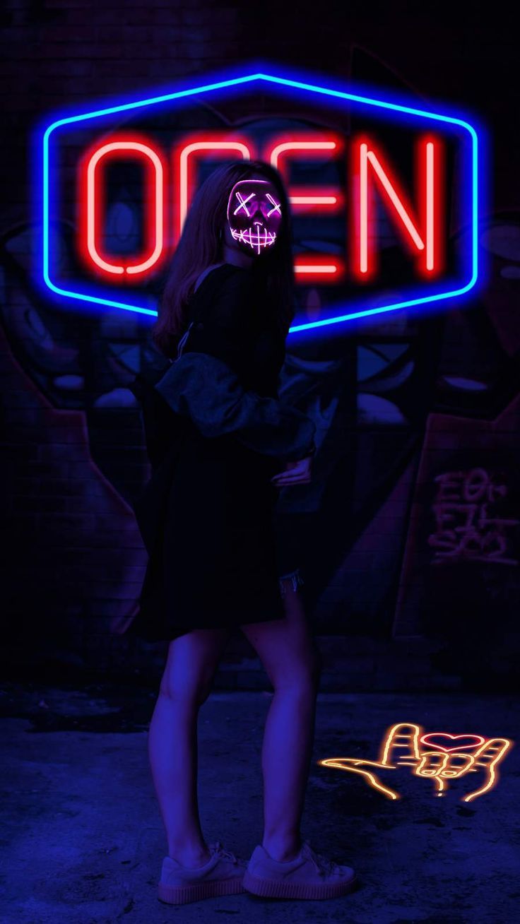 736x1308 Neon Woman iPhone Wallpaper