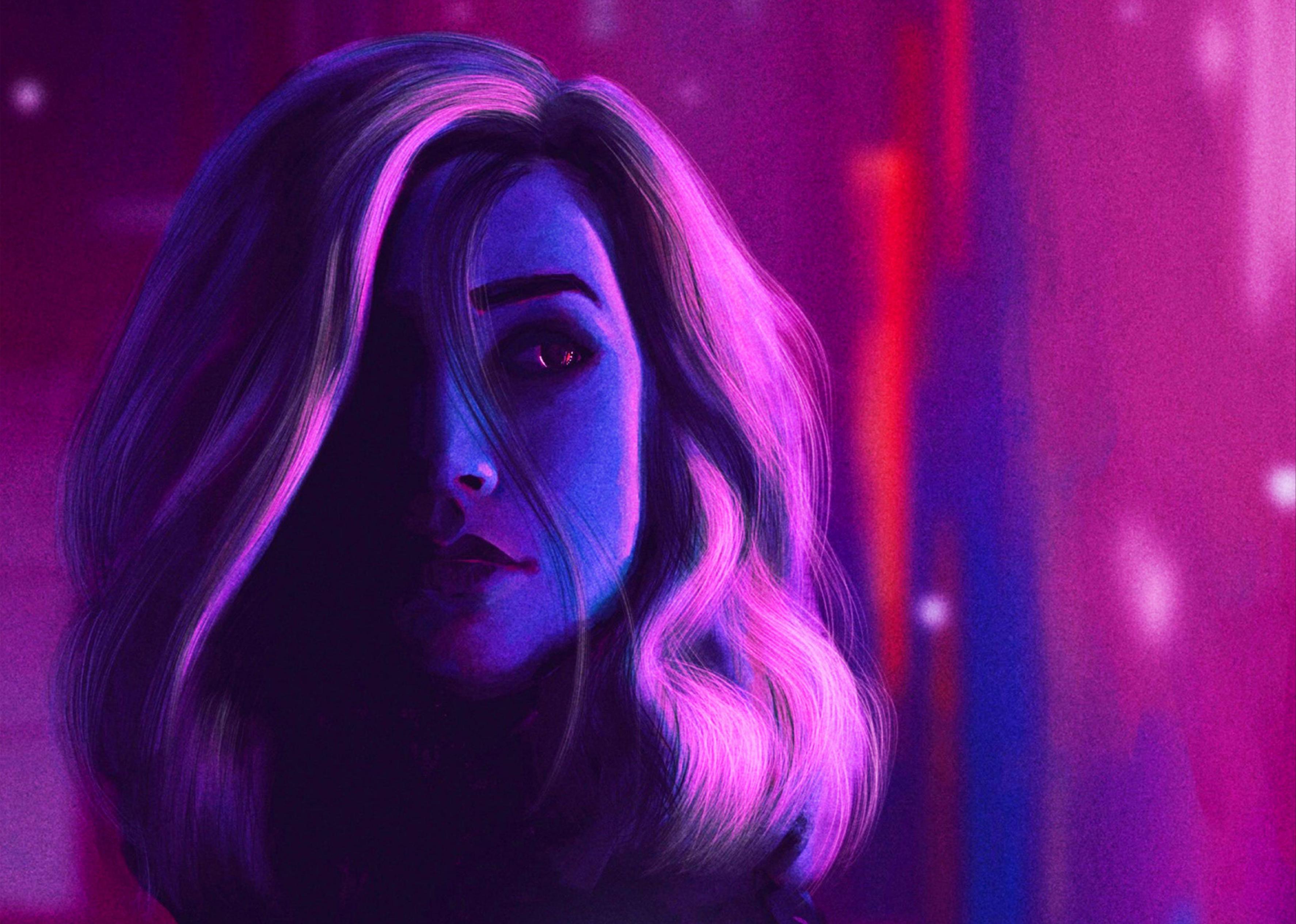 3547x2529 Neon Girl Digital Art (2560x1440)
