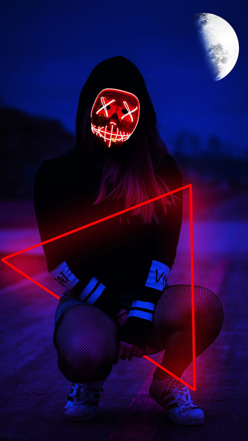 800x1422 HD neon woman wallpaper