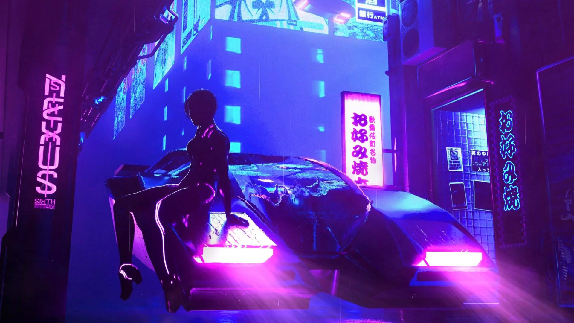 1920x1080 Futuristic Cyberpunk Neon Girl Live Wallpaper