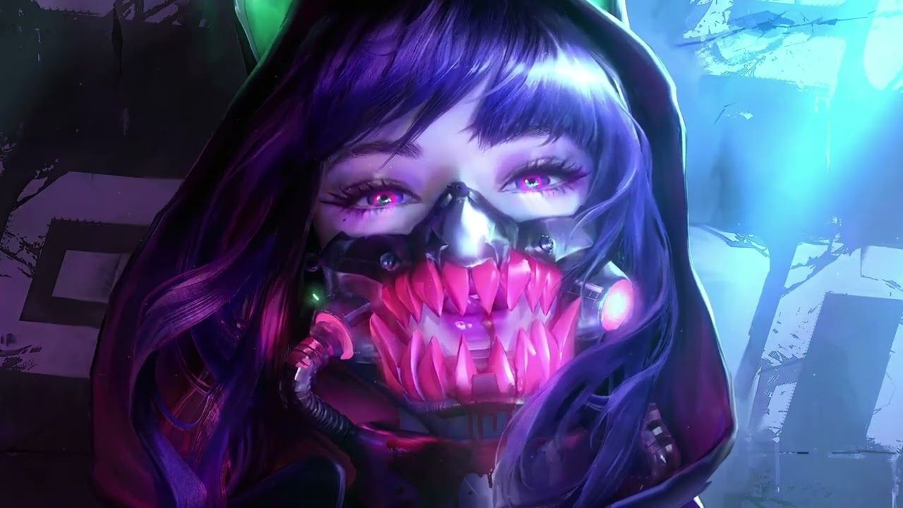 1280x720 Cyber Neon Mask Girl Live Wallpaper Ultra 4k 120 FPS [ 1 Hour ]