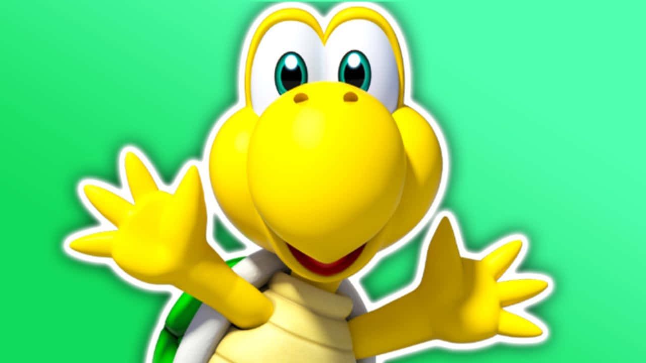 1280x720 Download Koopa Troopa Jumping in a Videogame Level Wallpaper