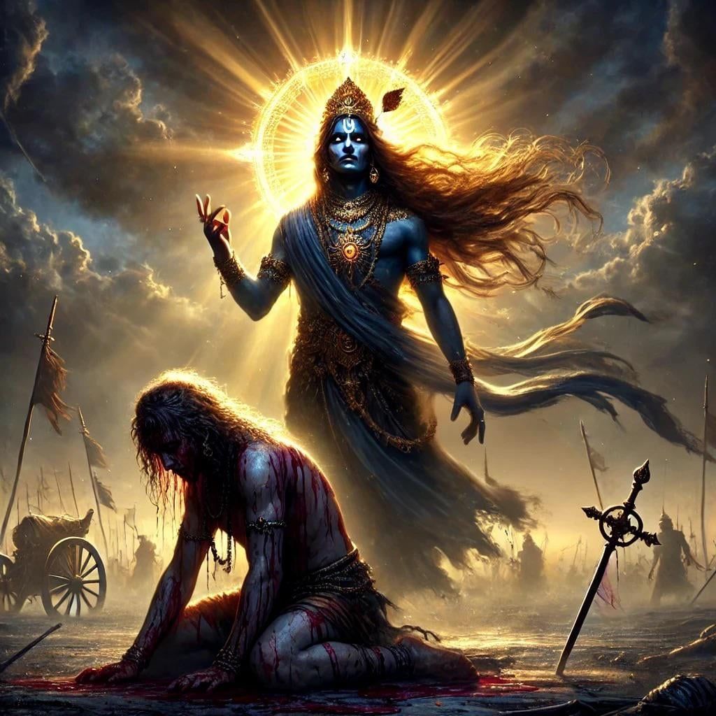 1024x1024 Krishna and Ashwatthama: A Complex Dance of Dharma and Karma