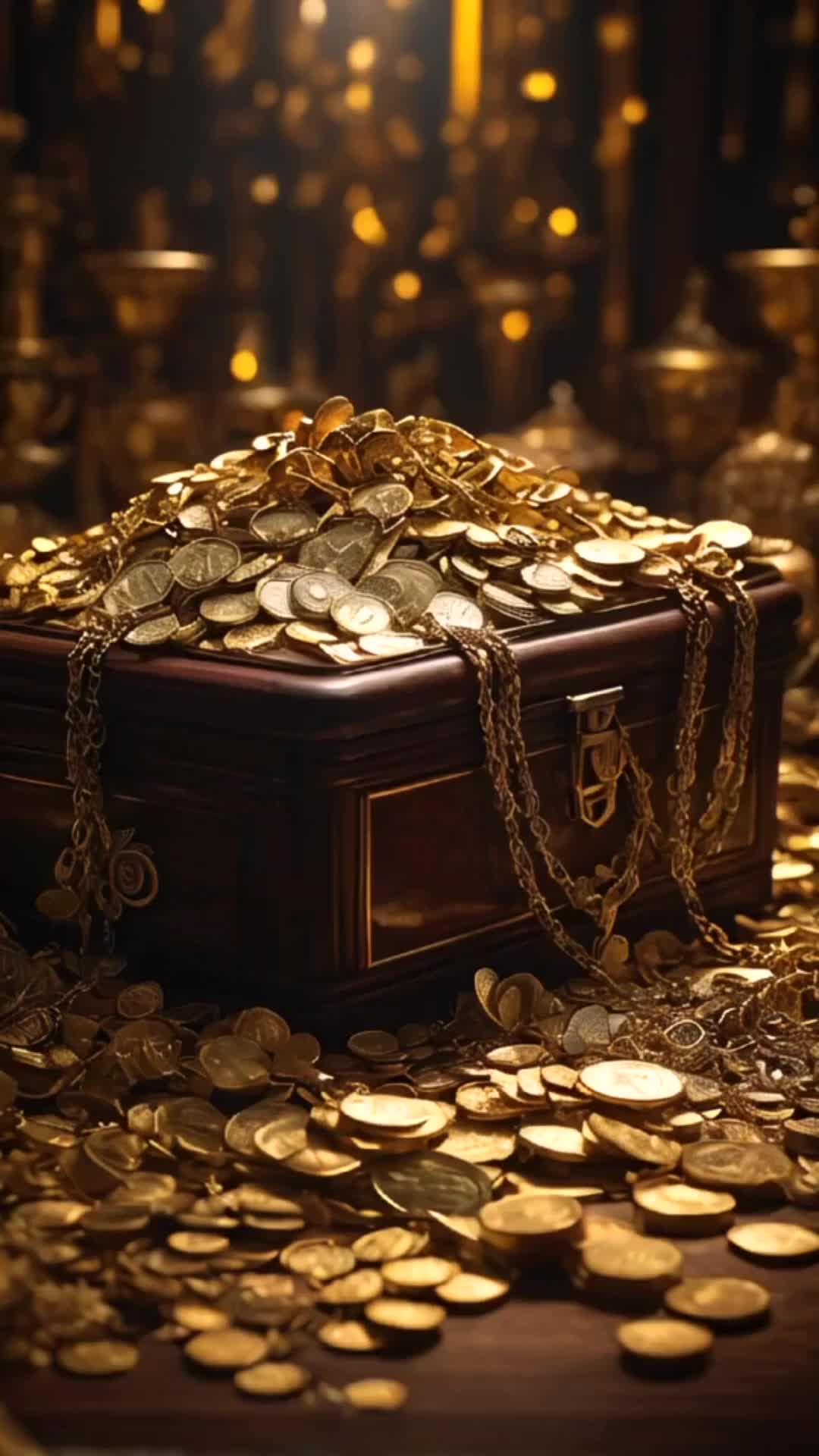 1080x1920 Treasure Chest Overflowing with Gold Coins