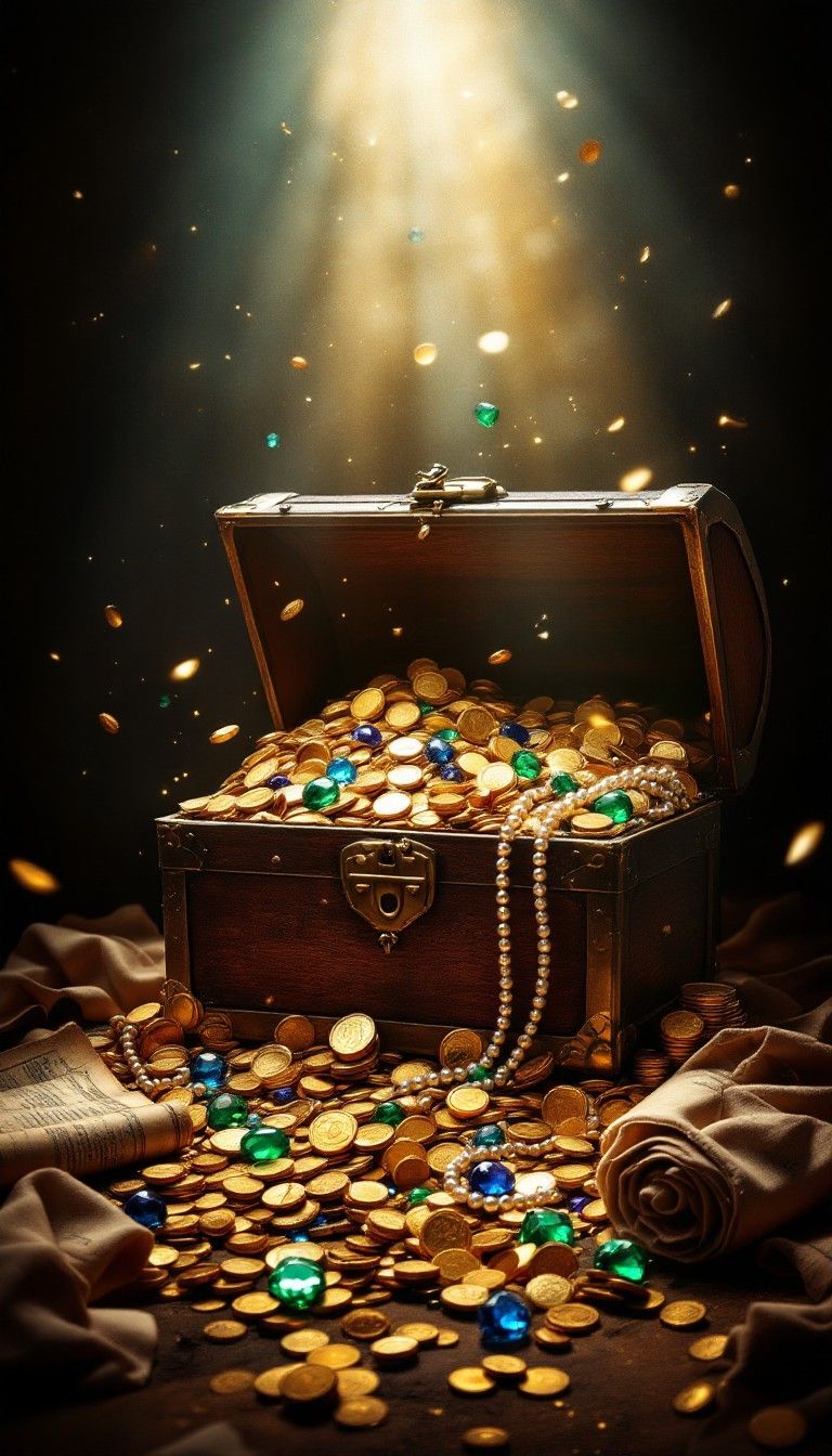 768x1344 Download Treasure Chest Revealed Image, Gold, Gems