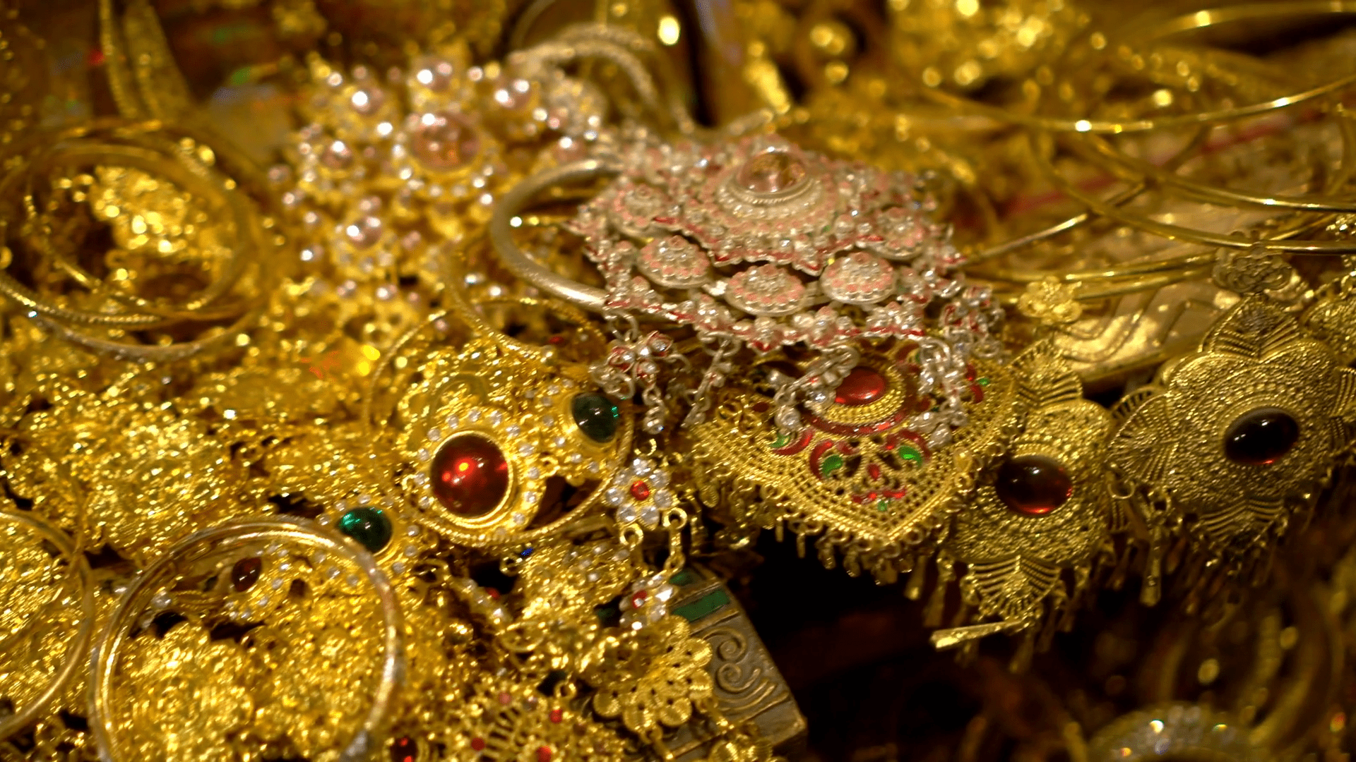 1920x1080 Full Frame Of Gold And Jewel Treasure Wealth And Ancient Treasure Ancient Concept