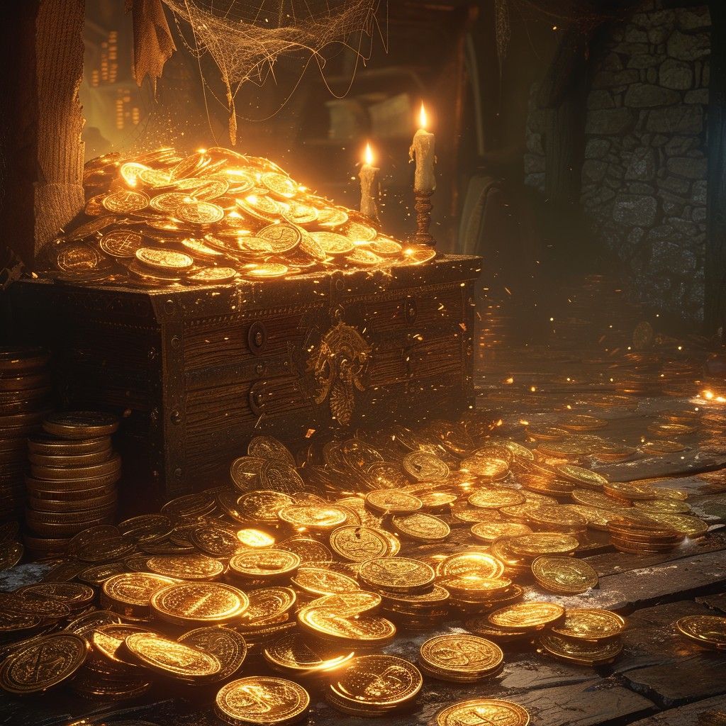1024x1024 Download Treasure Trove Glow Image, Gold, Coins