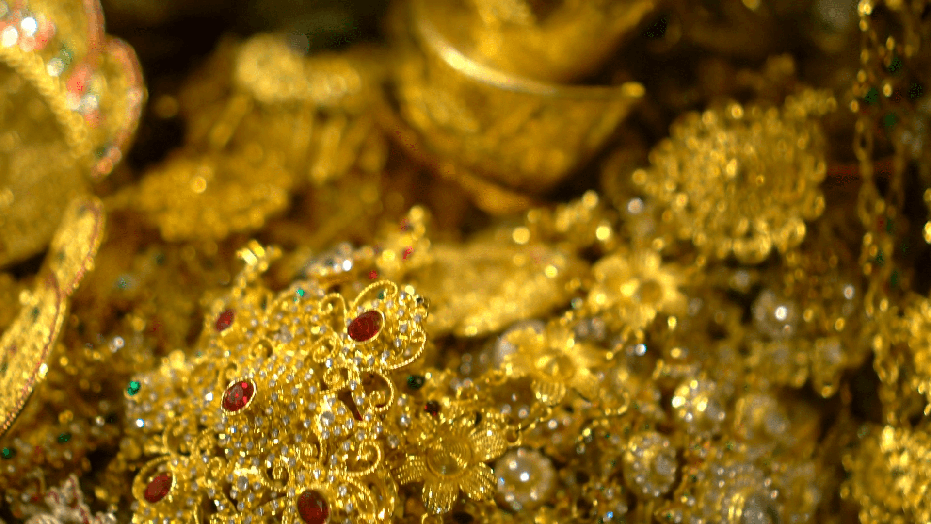 1920x1080 Full Frame Of Gold And Jewel Treasure Wealth And Ancient Treasure Hunt Concept