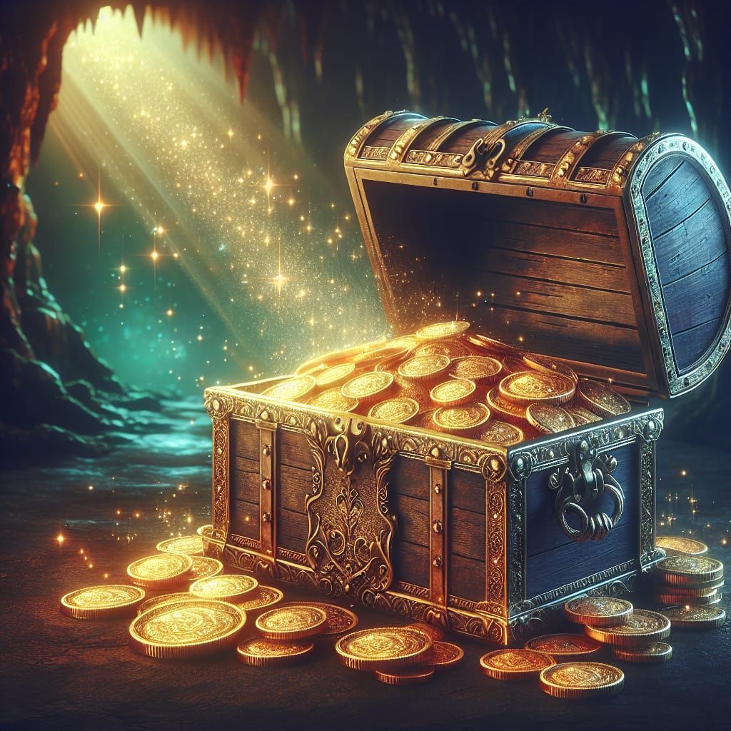 1024x1024 A treasure chest filled with gold coins