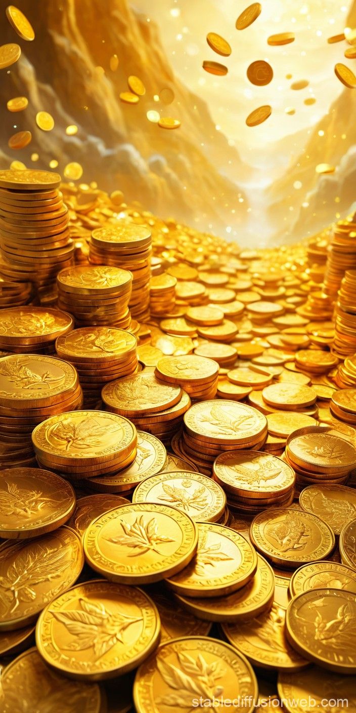 704x1408 Golden Coin Pile. Stable Diffusion Online
