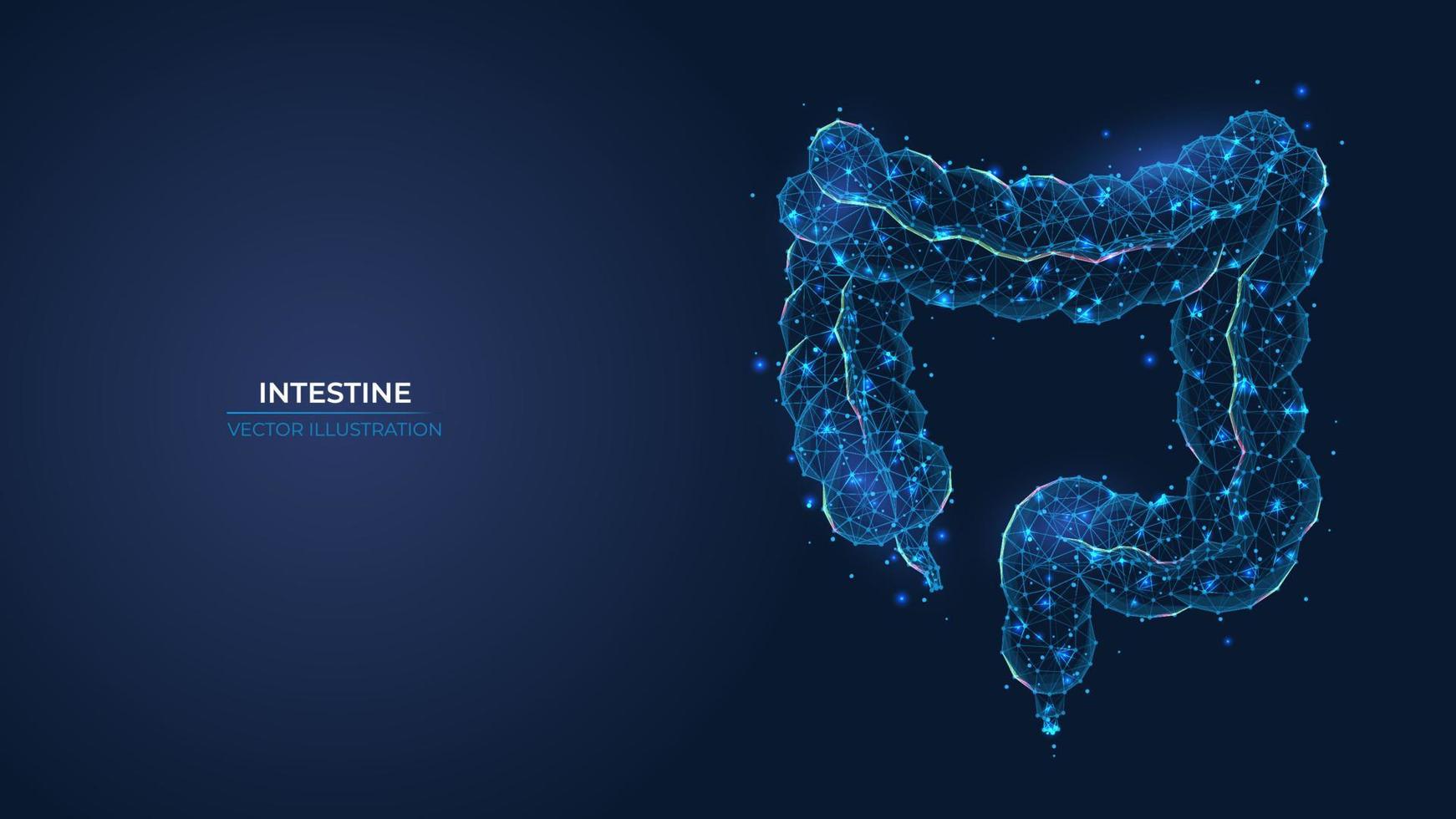 1742x980 Futuristic abstract symbol of the human intestine. Concept of gastrointestinal pain and cancer treatment. Low poly geometric 3D wallpaper background vector illustration