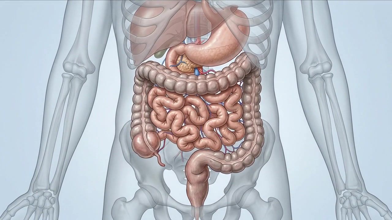 1280x720 Illustration of the rectum and small intestine in a line style hand drawn