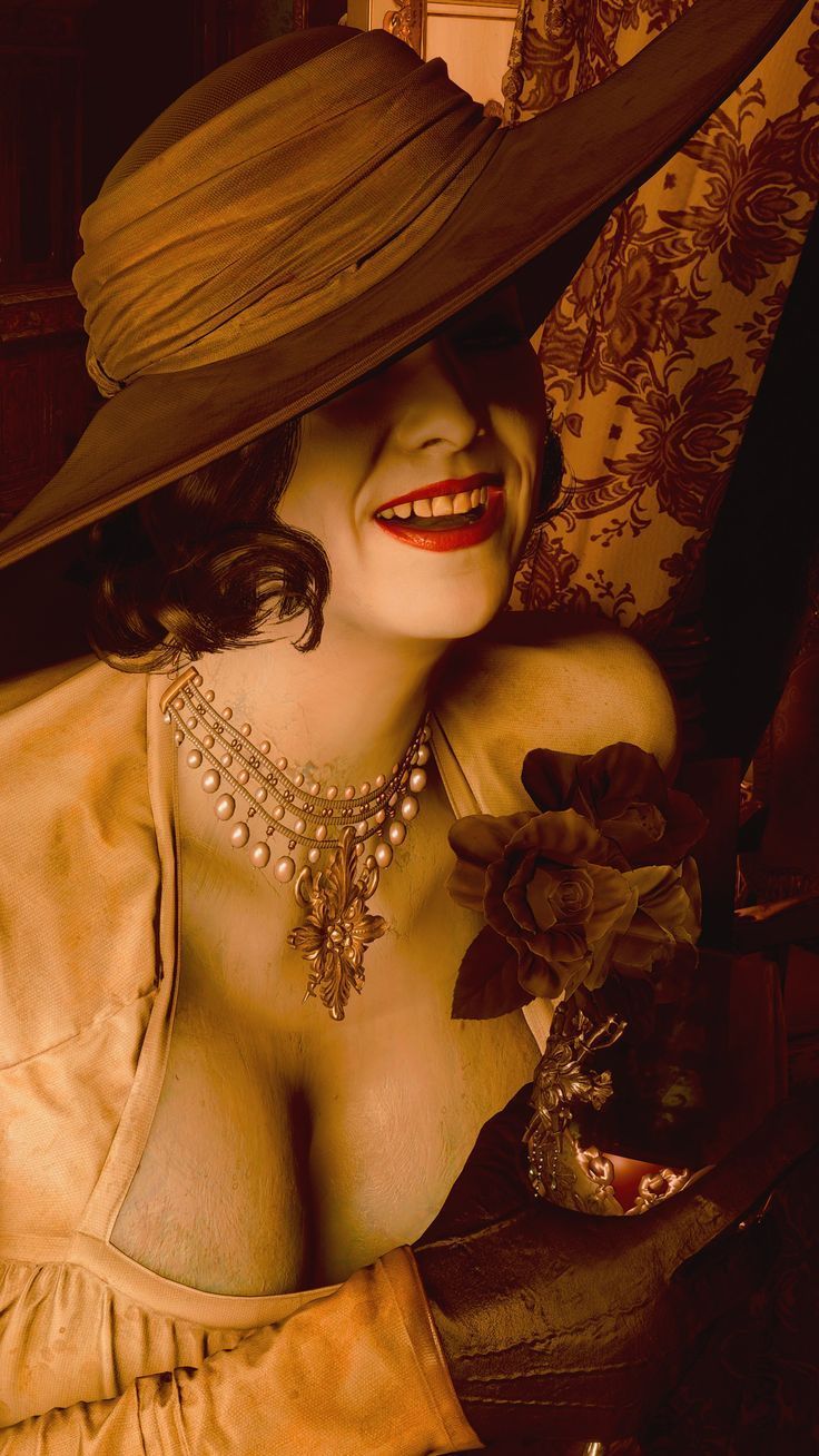 736x1308 Lady Dimitrescu HD background wallpaper