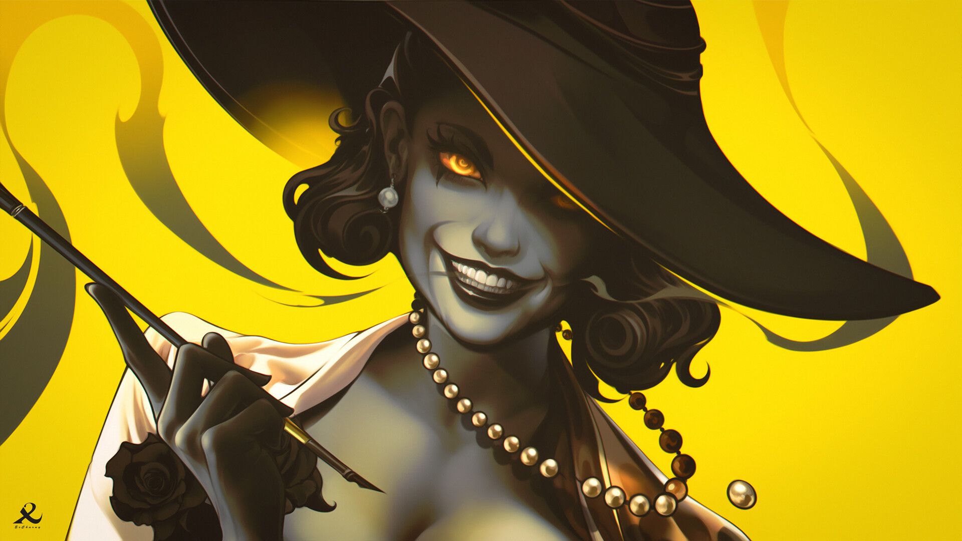 1920x1080 Alcina Dimitrescu Evil 8: Village Wallpaper by Mateusz Dąbrowski Anime Image Board