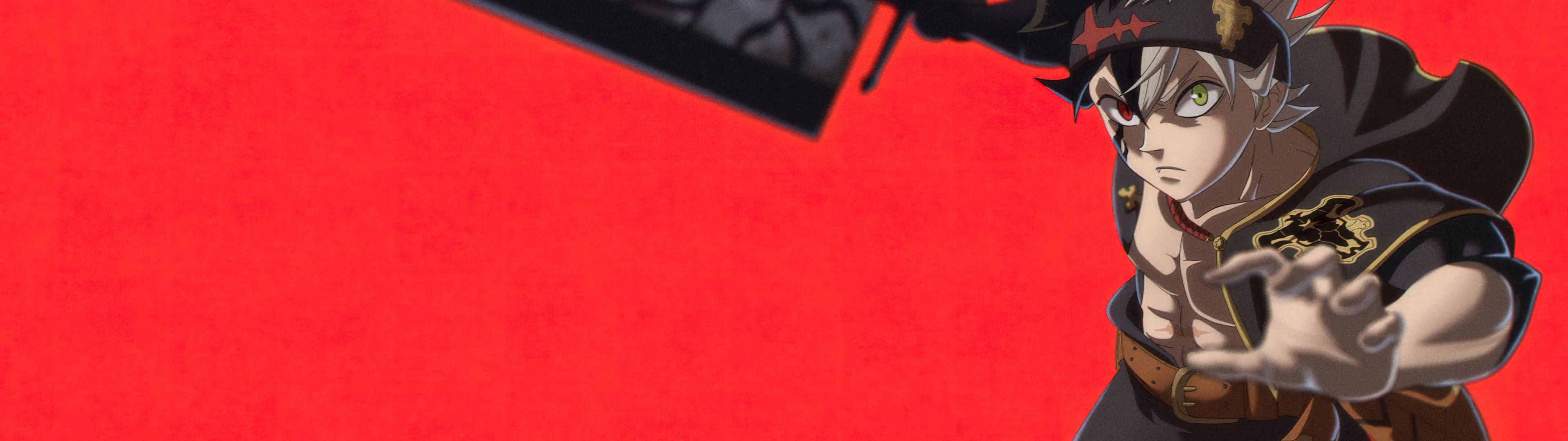 3840x1080 Asta Wallpaper 4K, Red background, Black Clover