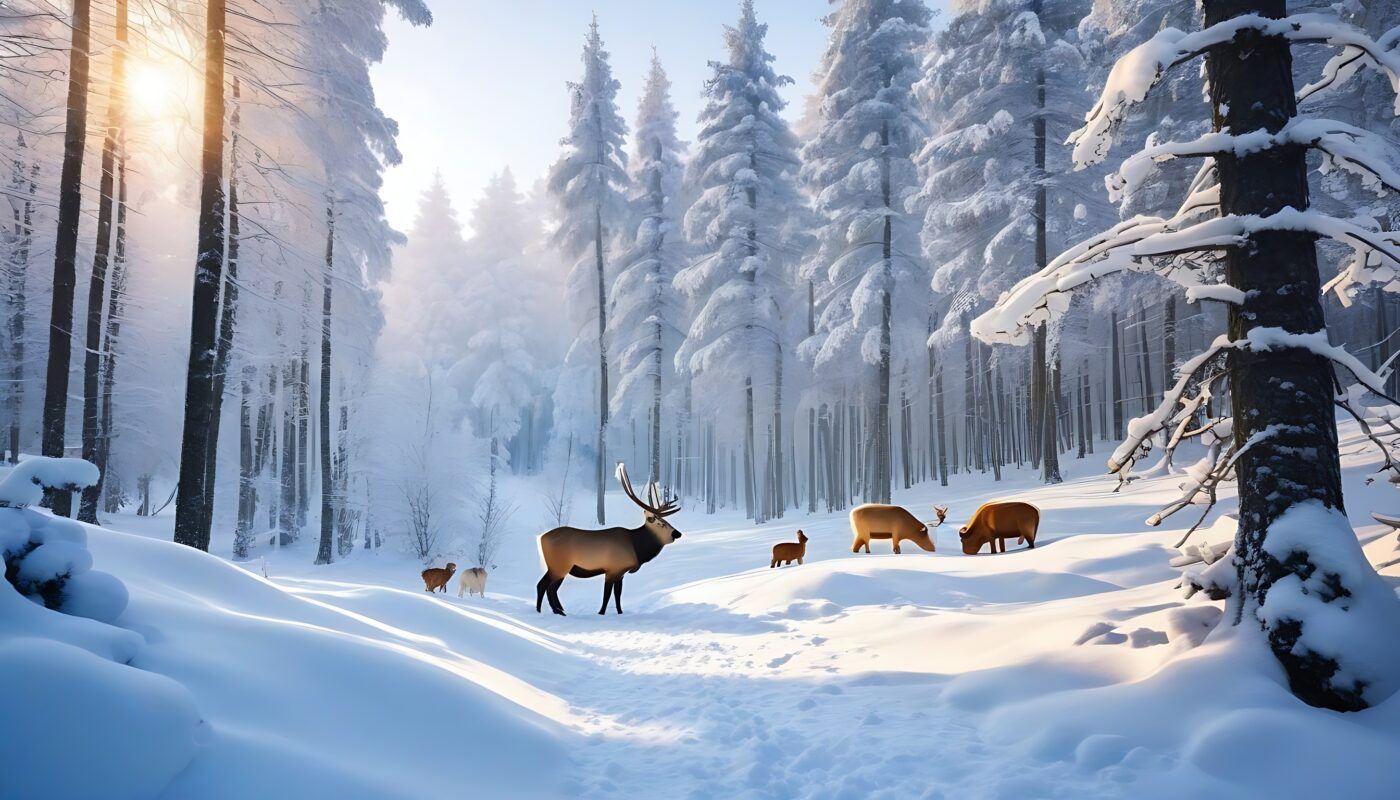 1400x800 Cozy Winter Forest With Snow And Animals. Salla Pringi Honey