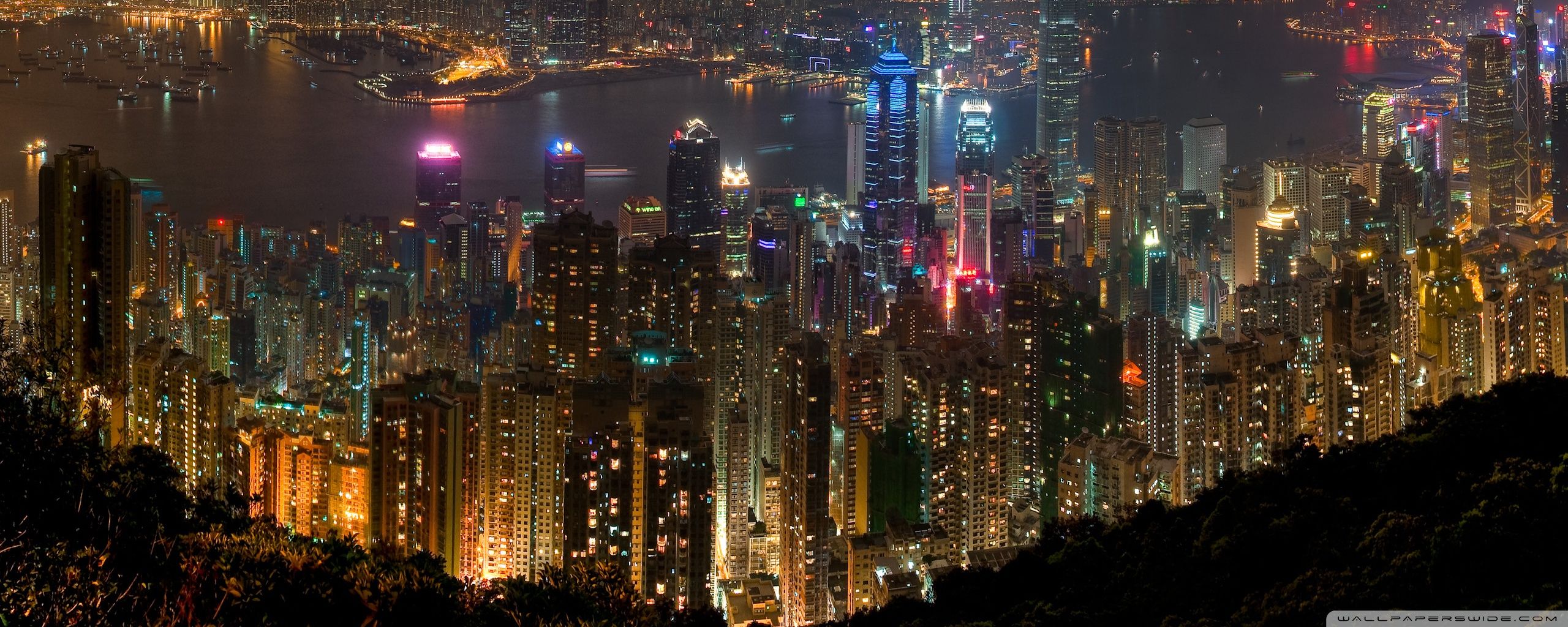 2560x1024 Hong Kong, China 4K UHD Wallpaper for UltraHD Desktop and TV : Dual Monitor