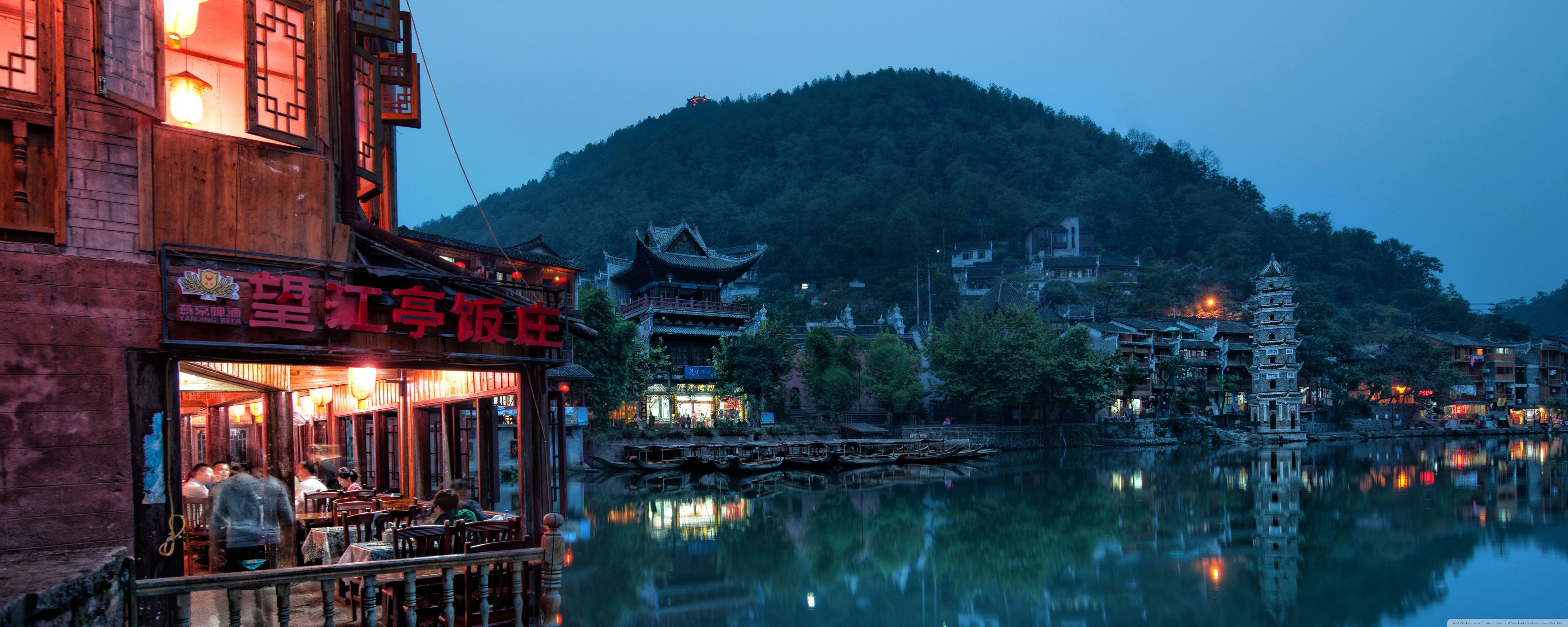 5120x2048 Chinese Town 4K UHD Wallpaper for UltraHD Desktop and TV : Dual Monitor : Smartphone and Tablet Devices