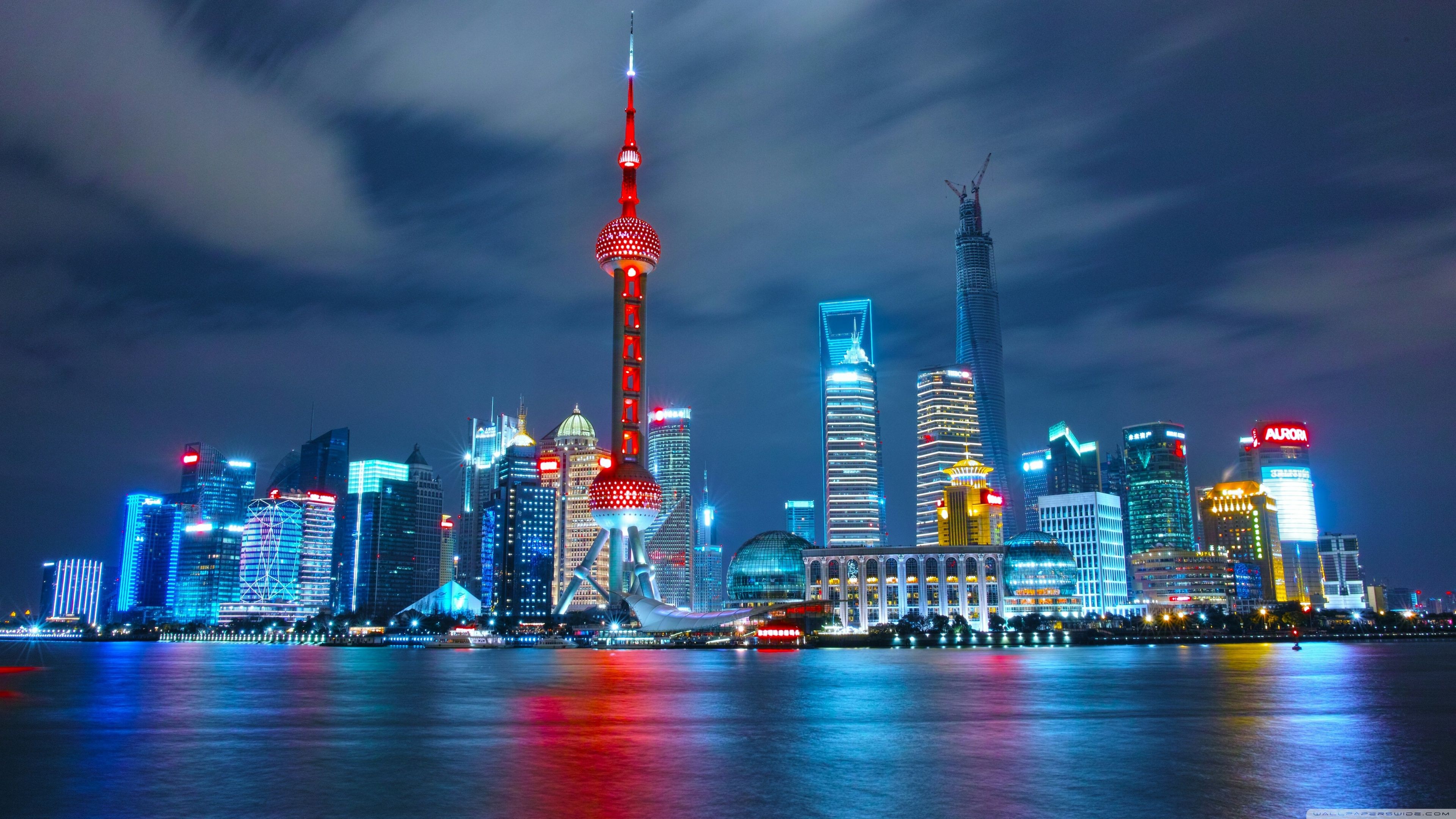 3840x2160 Shanghai, China, Night, Skyline 4K UHD Wallpaper for UltraHD Desktop and TV : Widescreen and UltraWide Display : Dual Monitor : Smartphone and Tablet Devices