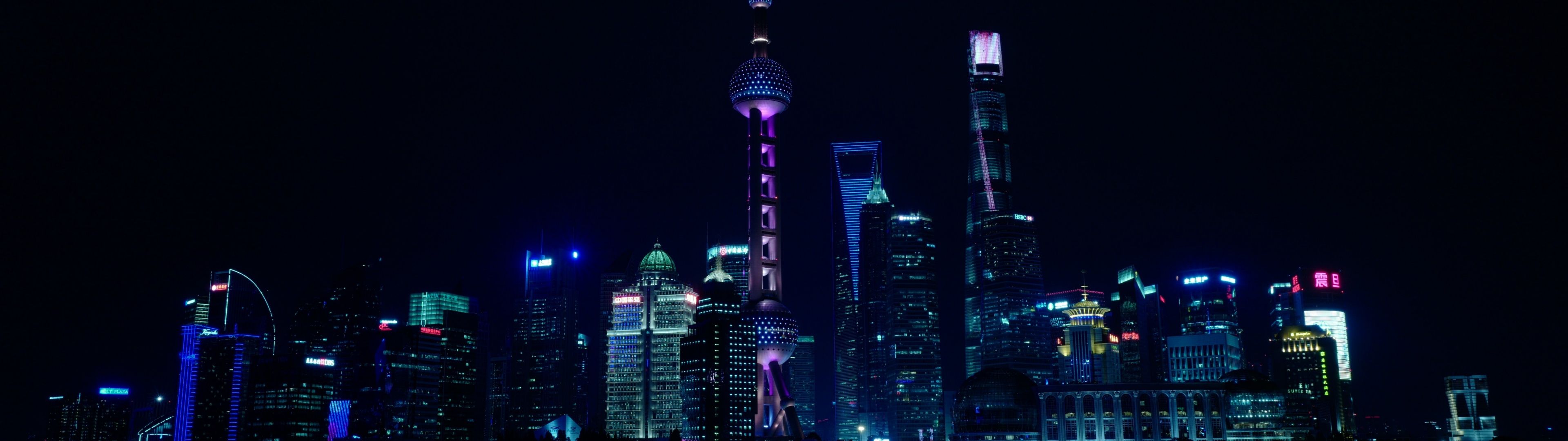 3840x1080 Shanghai City Wallpaper 4K, China, Cityscape, Body of Water