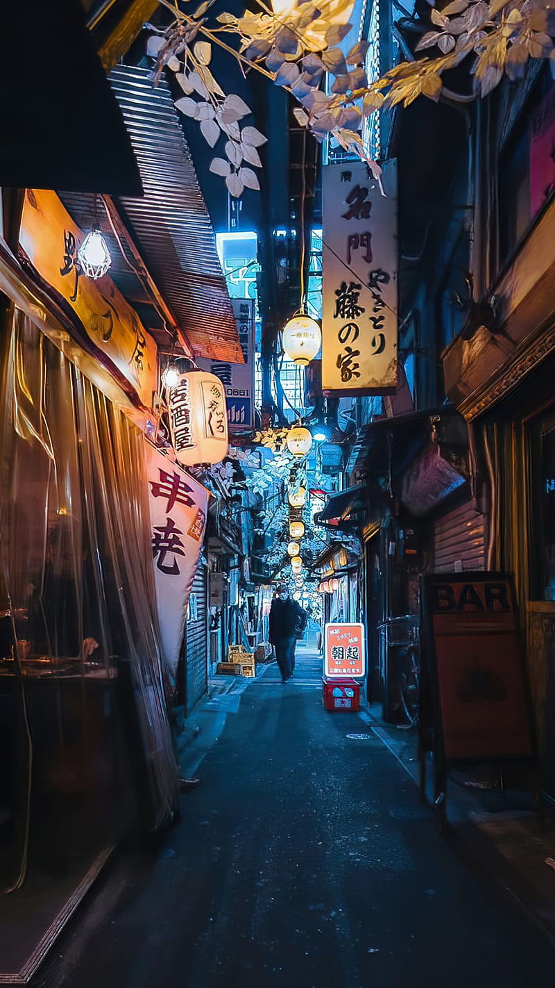 800x1422 China street, blue, town, china town, night, HD phone wallpaper