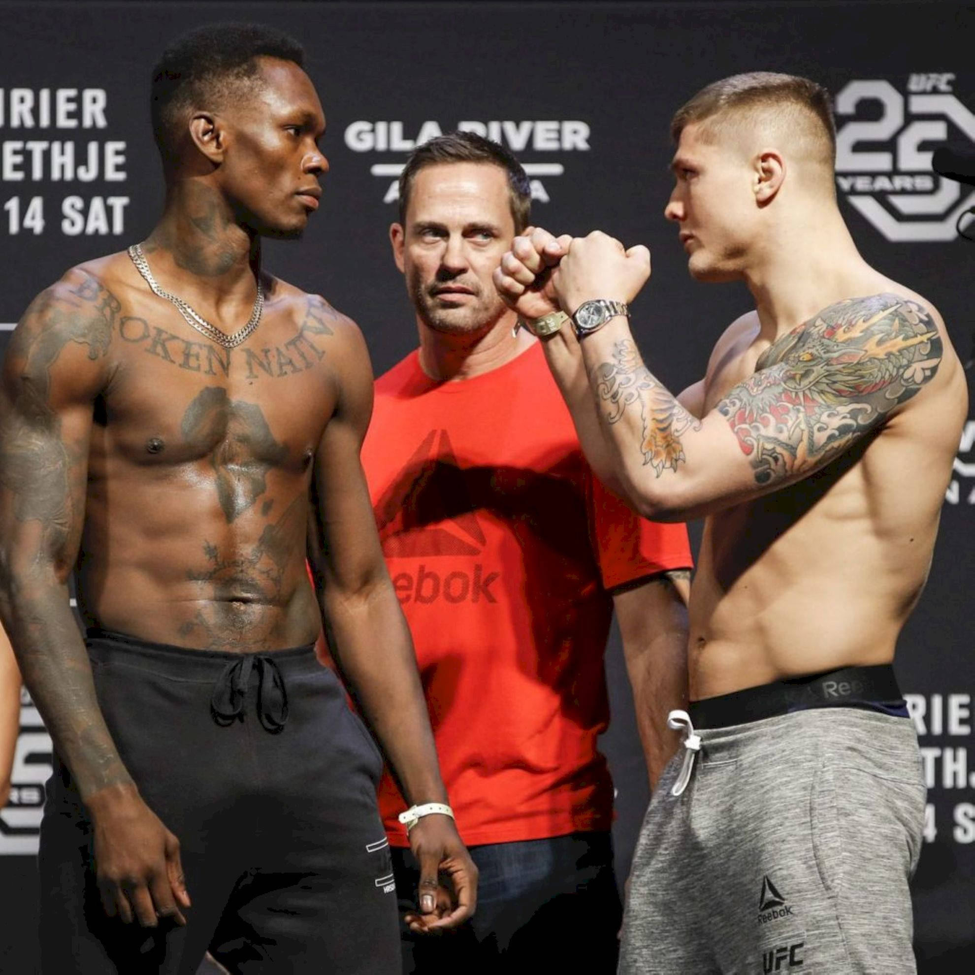 1980x1980 Download Shirtless Marvin Vettori And Israel Adesanya Wallpaper