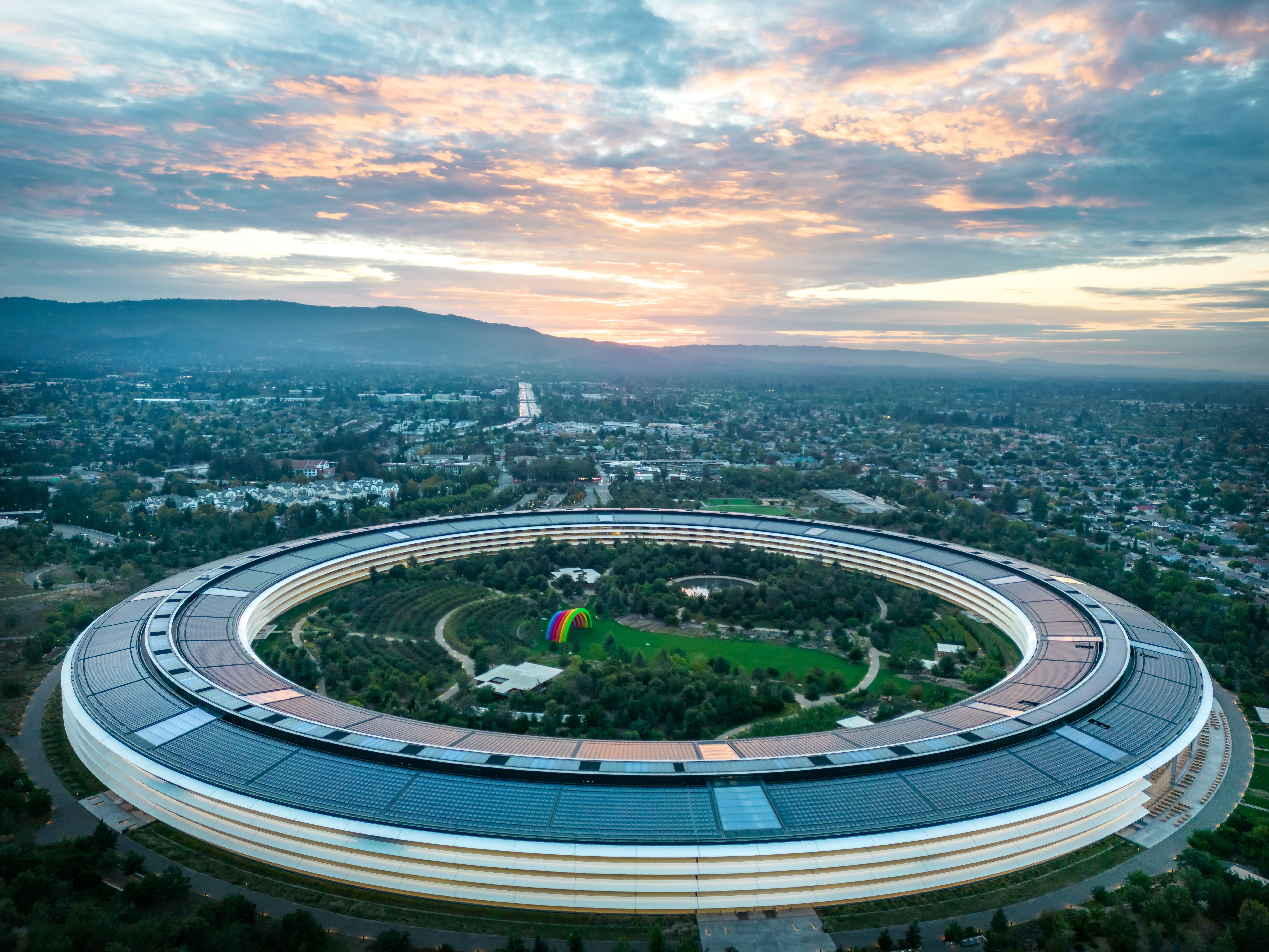 7973x5980 An Aerial Shot of the Apple Park in California · Free