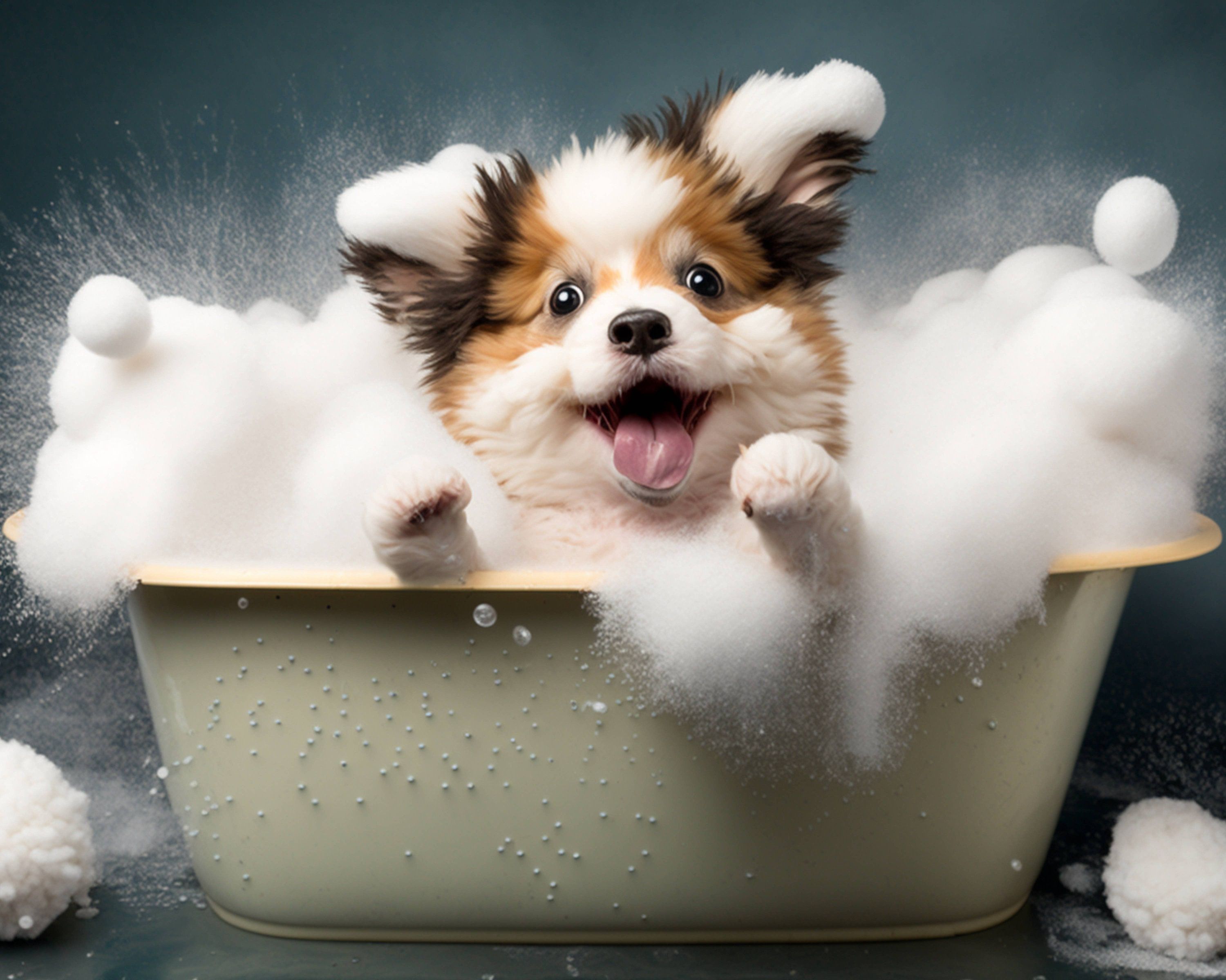 3000x2400 Cute Puppy Dog in A Bathtub Wall Art, Dog Bathing, Funny Bathroom Art, Pet Animal Art, Animal in Bathtub, Kids Art, Digital Download