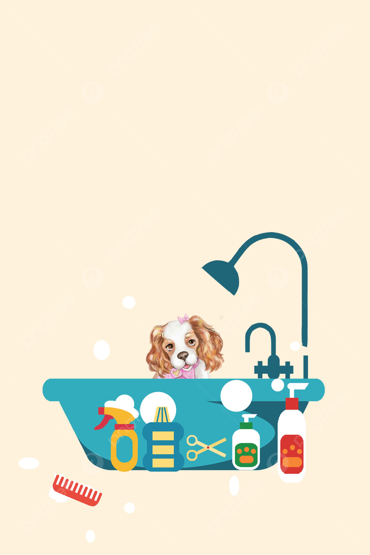 1200x1799 Pet Dog Bath Hand Painted Promotion Background Wallpaper Image For Free Download