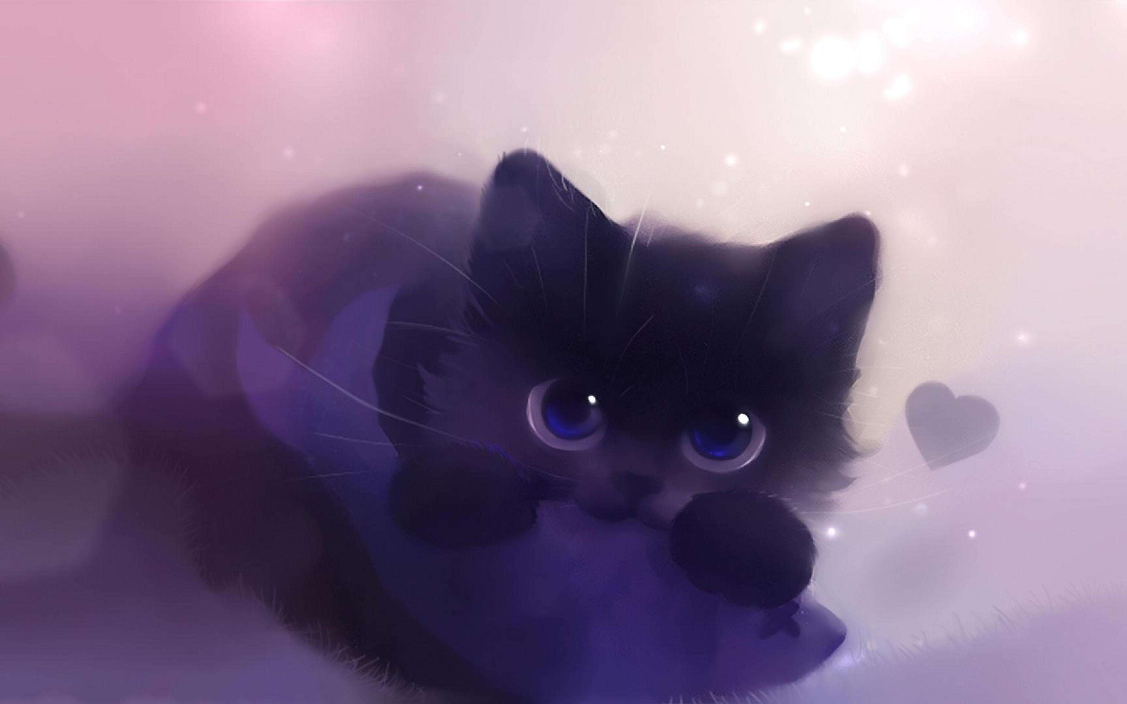 3840x2400 Black Cat Wallpaper Art