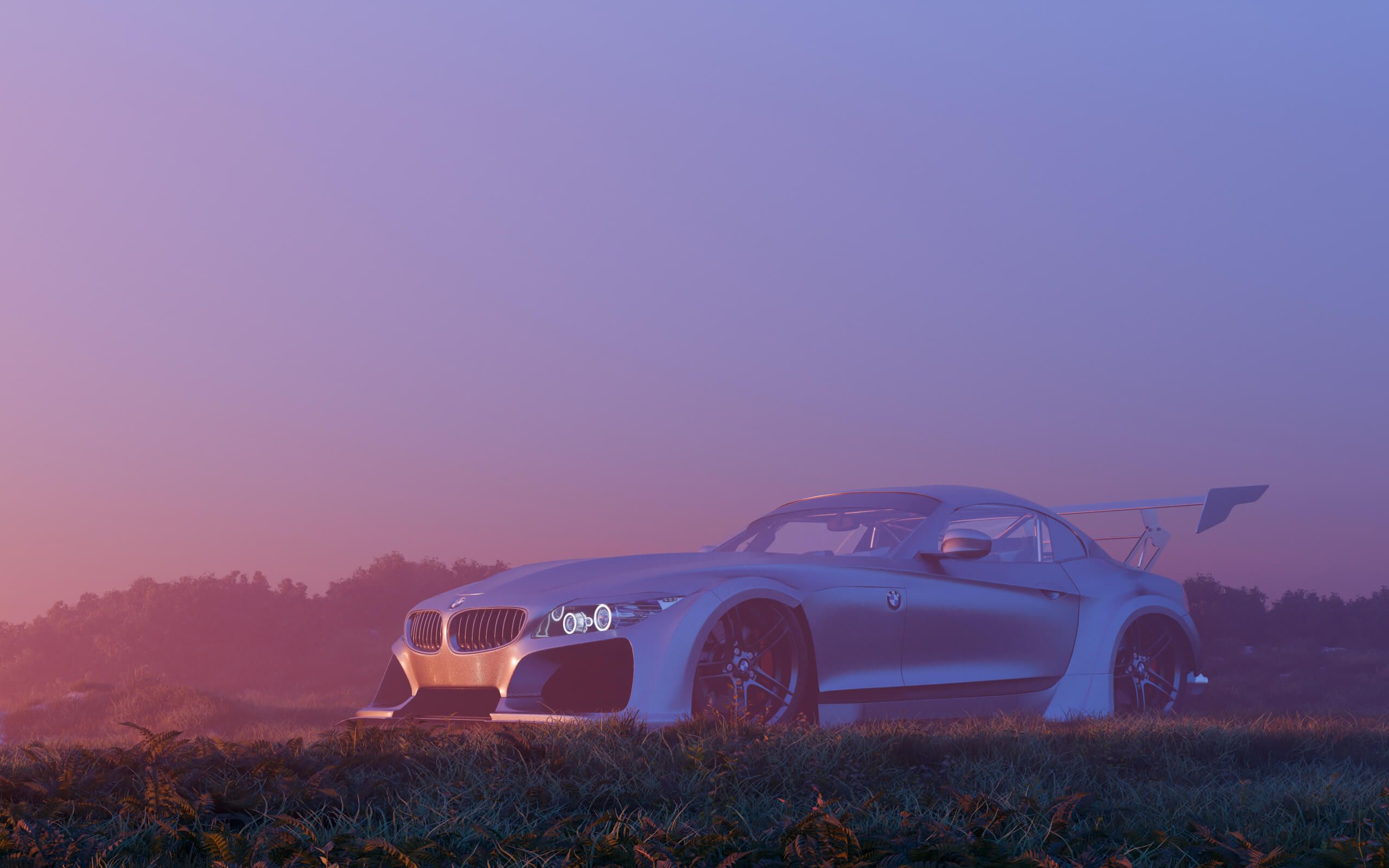 2560x1600 Misty Dawn Drift A Widebody BMW Z4 GT3 Rises in the Fields