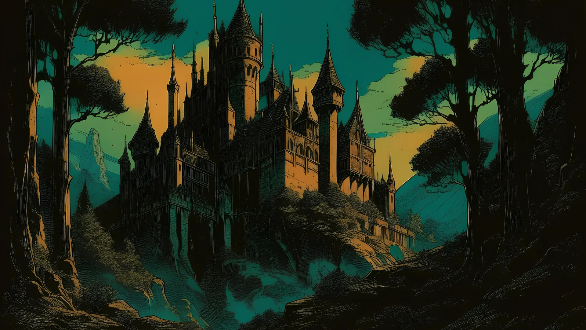 1920x1080 70s dark fantasy art of a medieval ca