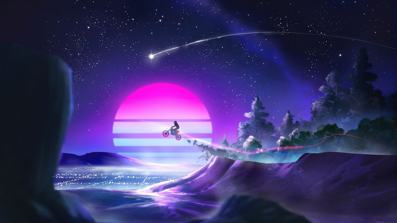 1366x768 Star Race 80s Motocross In A Cosmic Arena Laptop HD , HD 4k Wallpaper, Image, Background, Photos and Picture