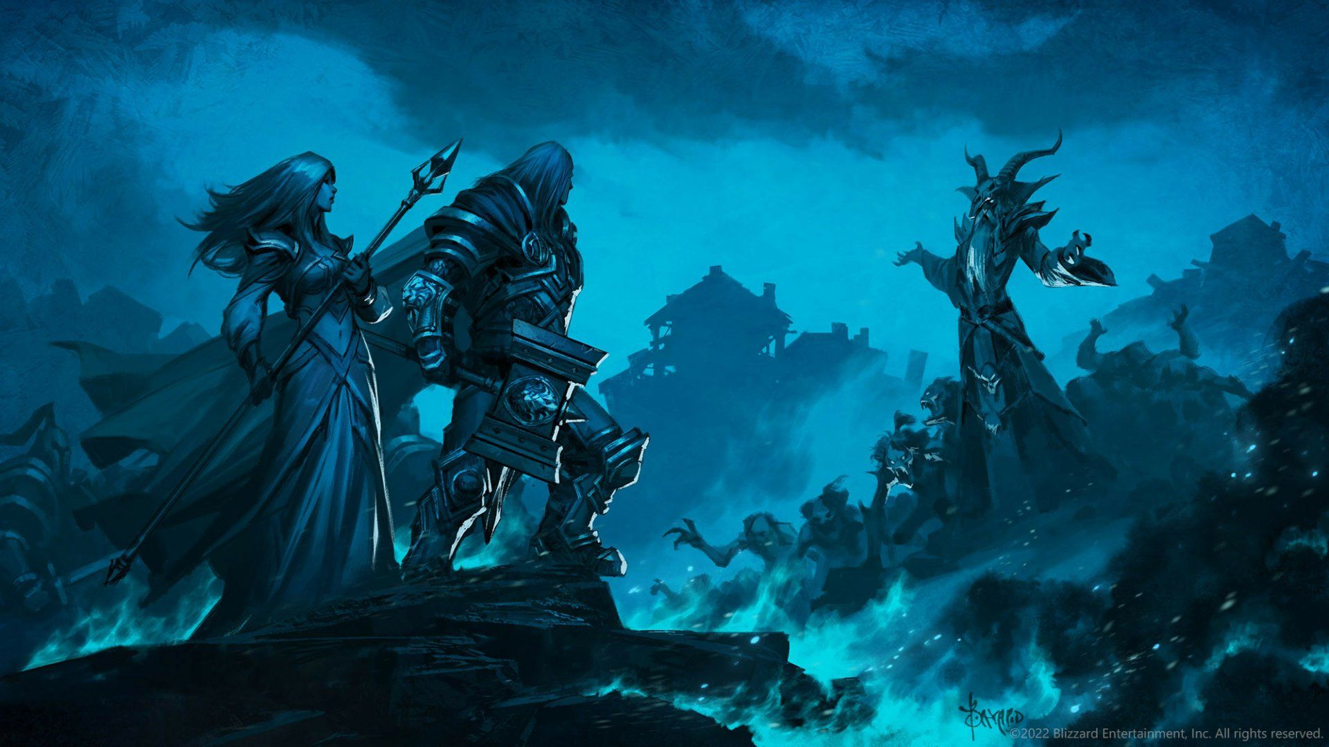1920x1080 Epic World of Warcraft HD Wallpaper: Dark Fantasy Battle Scene