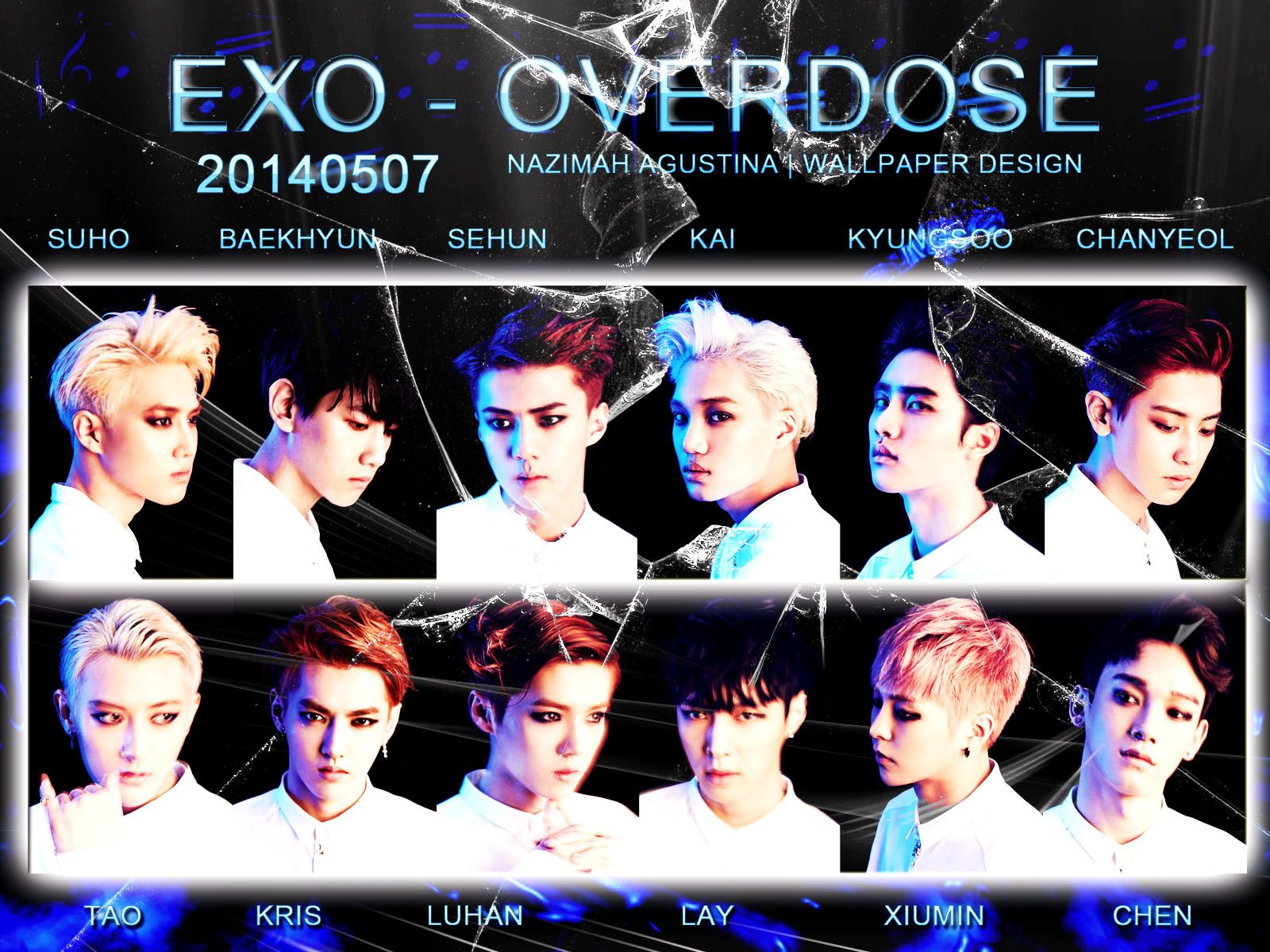 1600x1200 Stocks EXO for Overdose Wallpaper (Broken Glass Version). ♥ AgustiNazimah Experience ♥