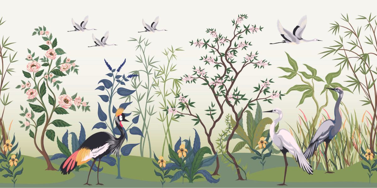 1200x600 Chinoiserie Garden Wallpaper®