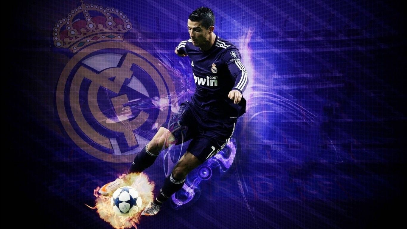 1366x768 Football Player In Violet Background HD Football Wallpaper
