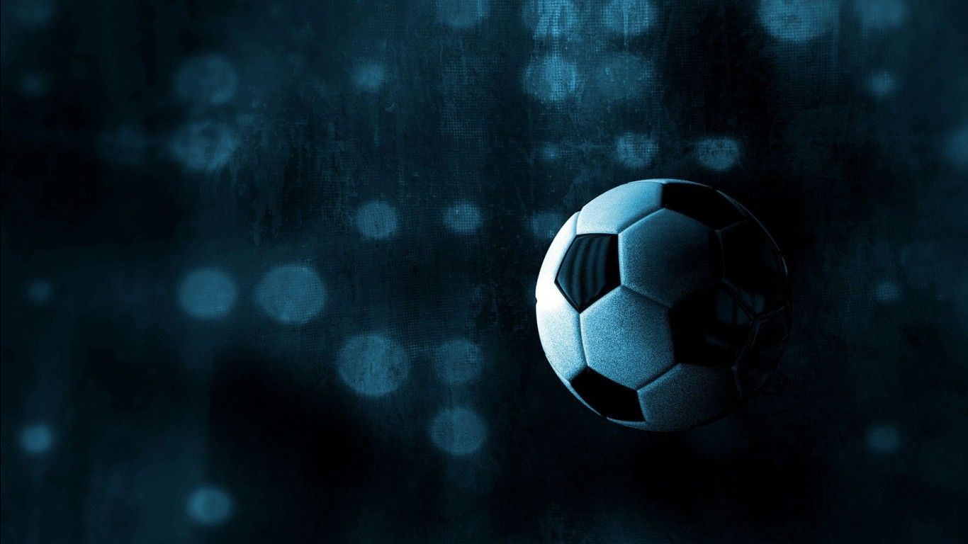 1366x768 Football In Blue Dot Background HD Football Wallpaper