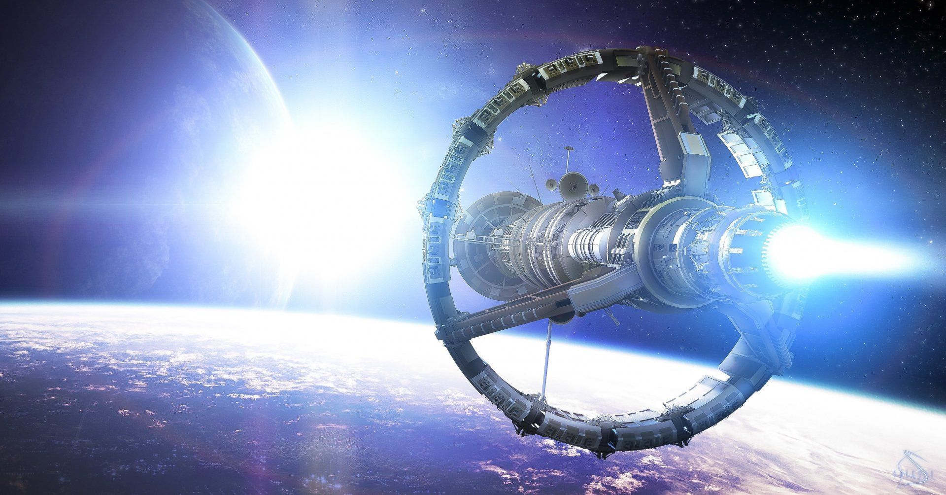1920x1004 4K Ultra HD Sci Fi Spaceship Voyage Beyond The Starsx2200