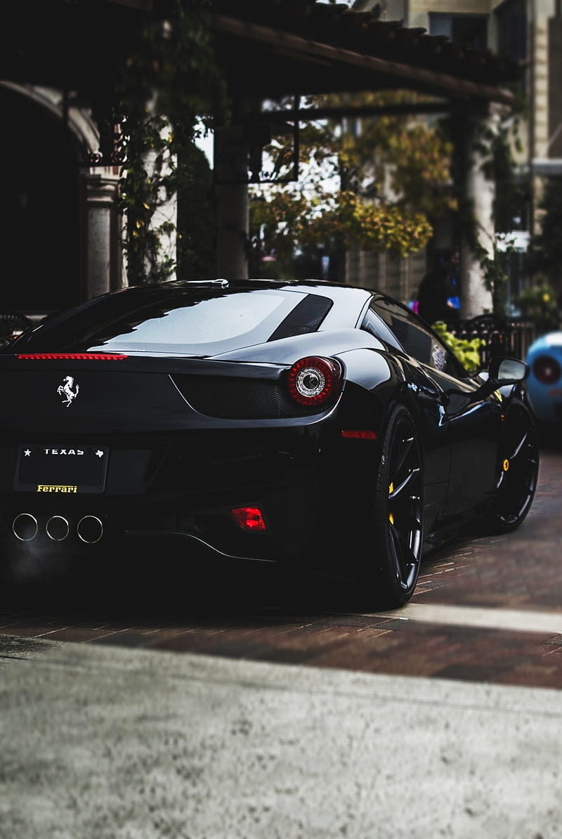 800x1194 Black matte Ferrari, black ferrari, cars, HD phone wallpaper