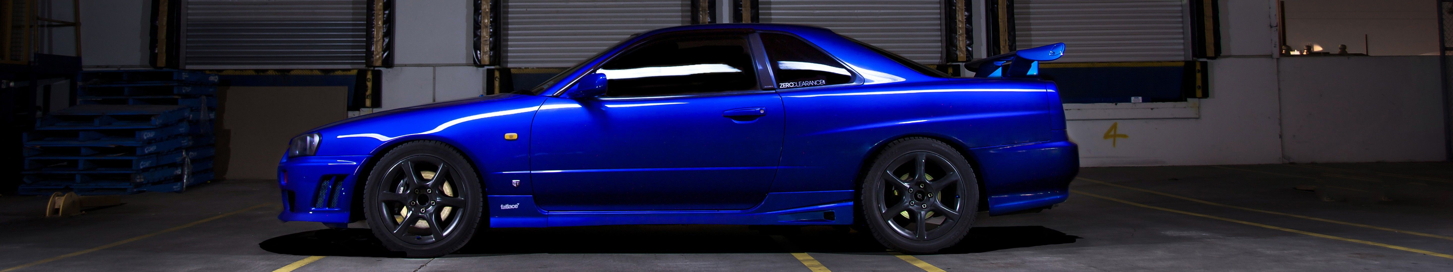 5760x1080 car, Triple Screen, Skyline R Nissan Skyline GT R, Blue Cars Wallpaper HD / Desktop and Mobile Background