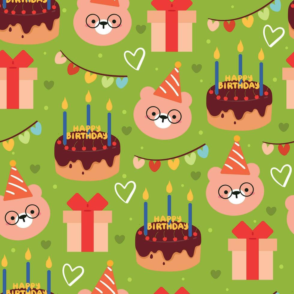 980x980 seamless pattern cartoon birthday party with cake and gift. cute birthday wallpaper