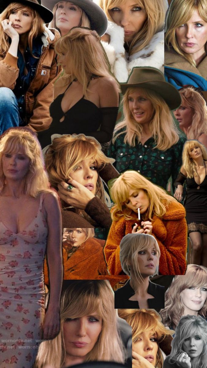 675x1200 Yellowstone beth makeup. Beth from yellowstone hair, Yellowstone costume ideas beth, Retro glam shearling coat