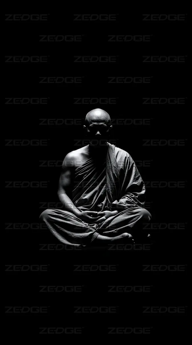 673x1206 Meditating Monk Calm Darkness wallpaper