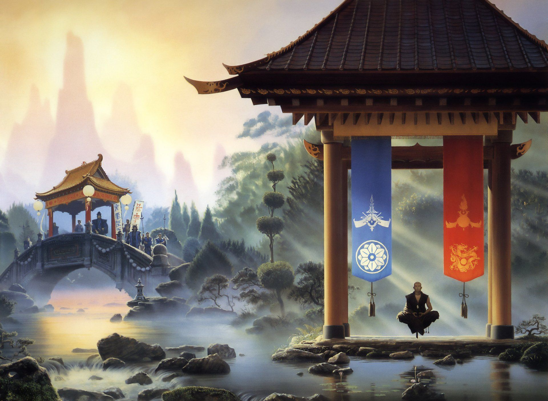 1920x1405 Serene Monk Meditation: An HD Wallpaper of Eastern Fantasyx1635