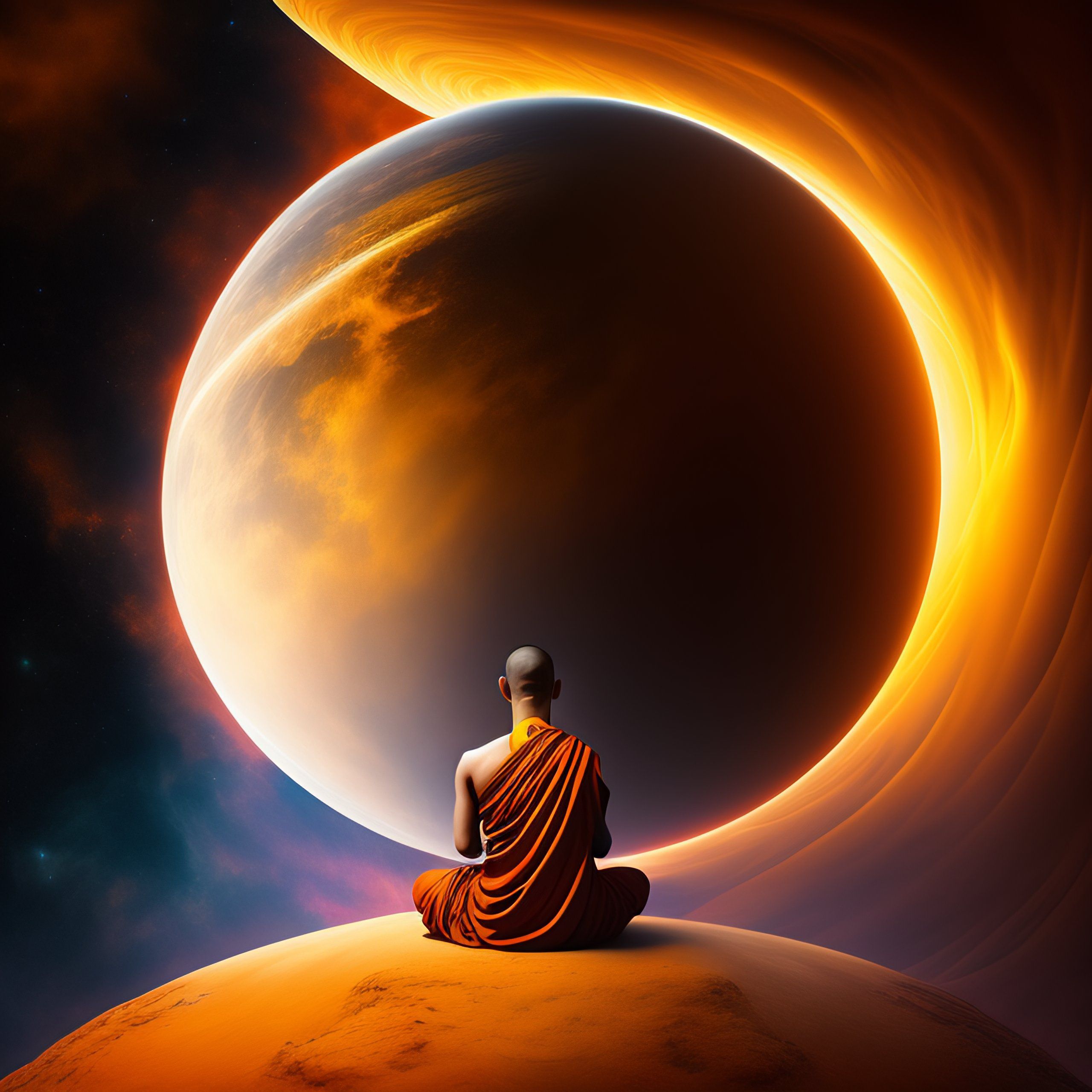 2560x2560 Lexica monk meditating space