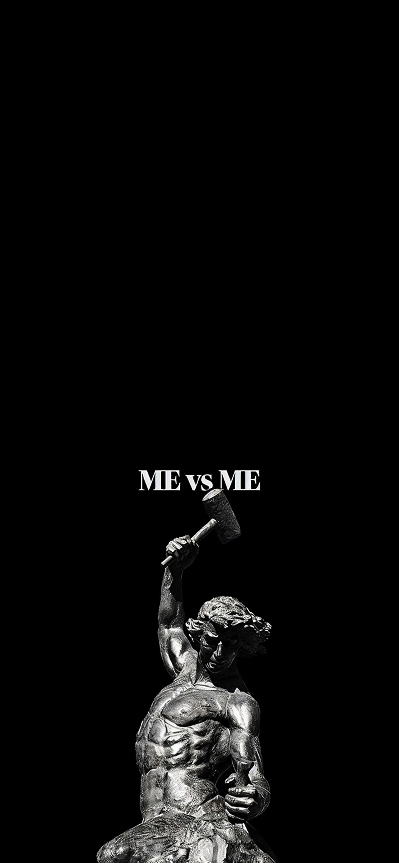 1326x2868 Me vs Me Statue Motivation Black Wallpaper