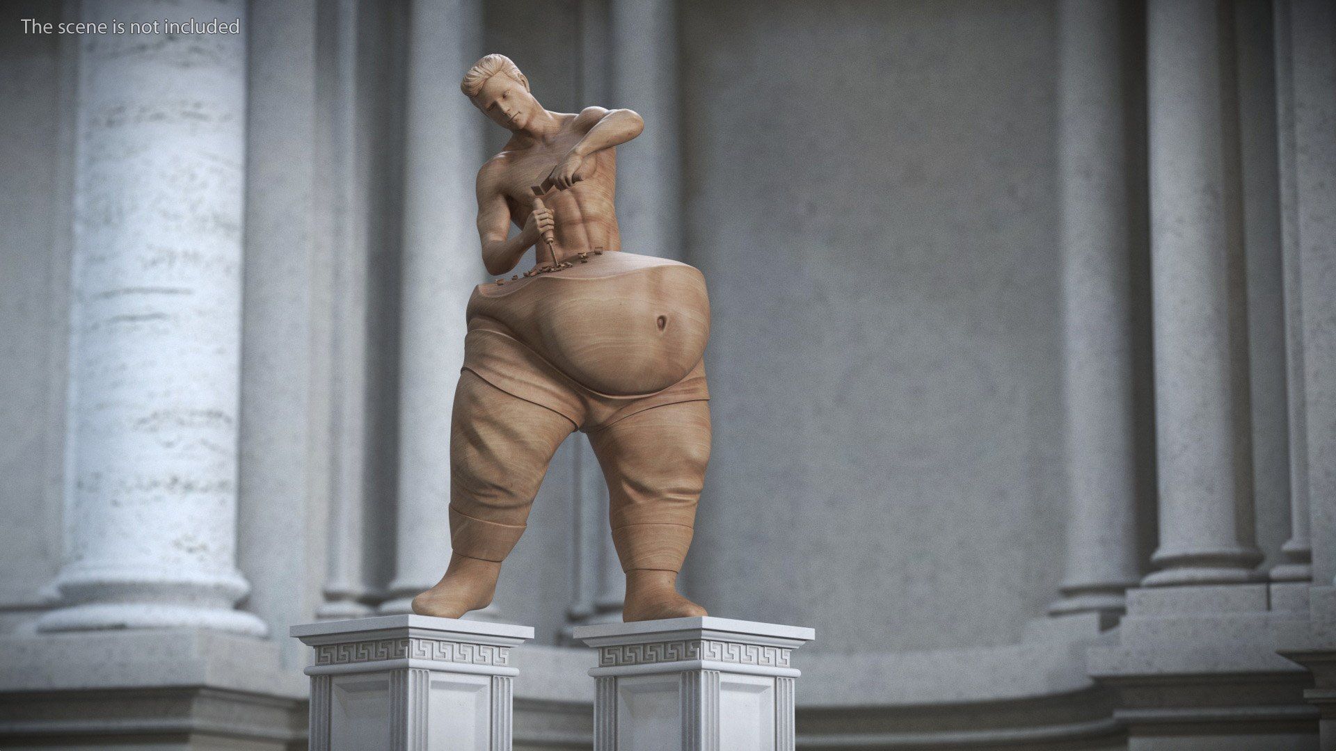 1920x1080 Self Made Man Sculpture Wooden 3D Model