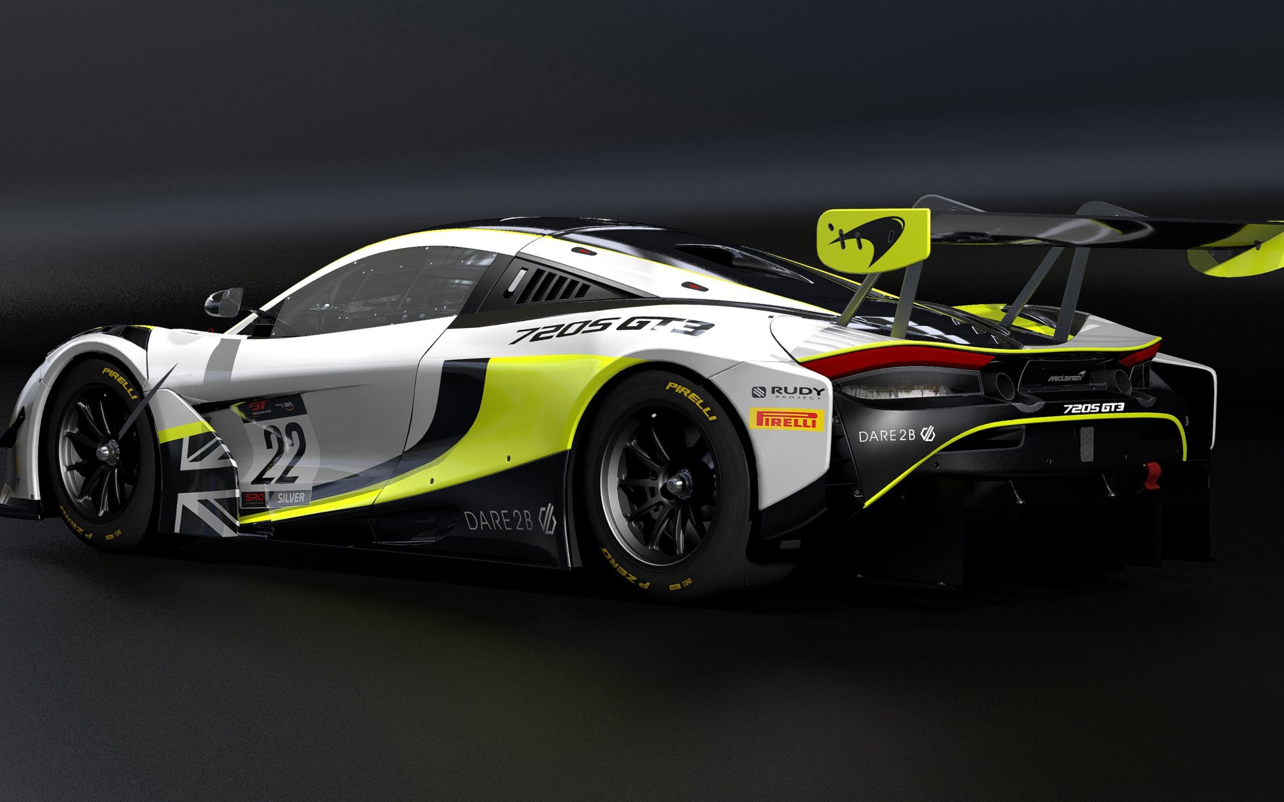 2560x1600 race car McLaren 720S GT3 on a gray background Desktop wallpaper 2560x1600