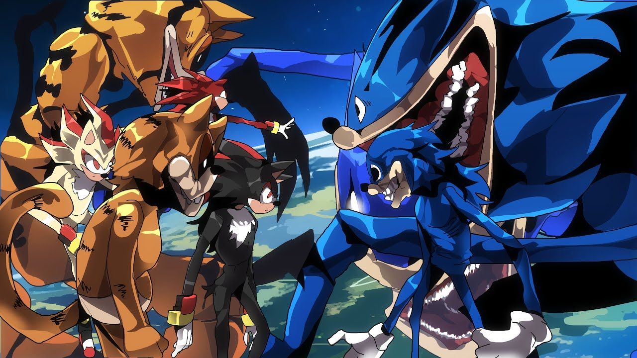 1280x720 ALL SHIN SONIC TAPES ANIMATION vs GOREFIELD & SHADOW But an EPIC ANIME BATTLE!!